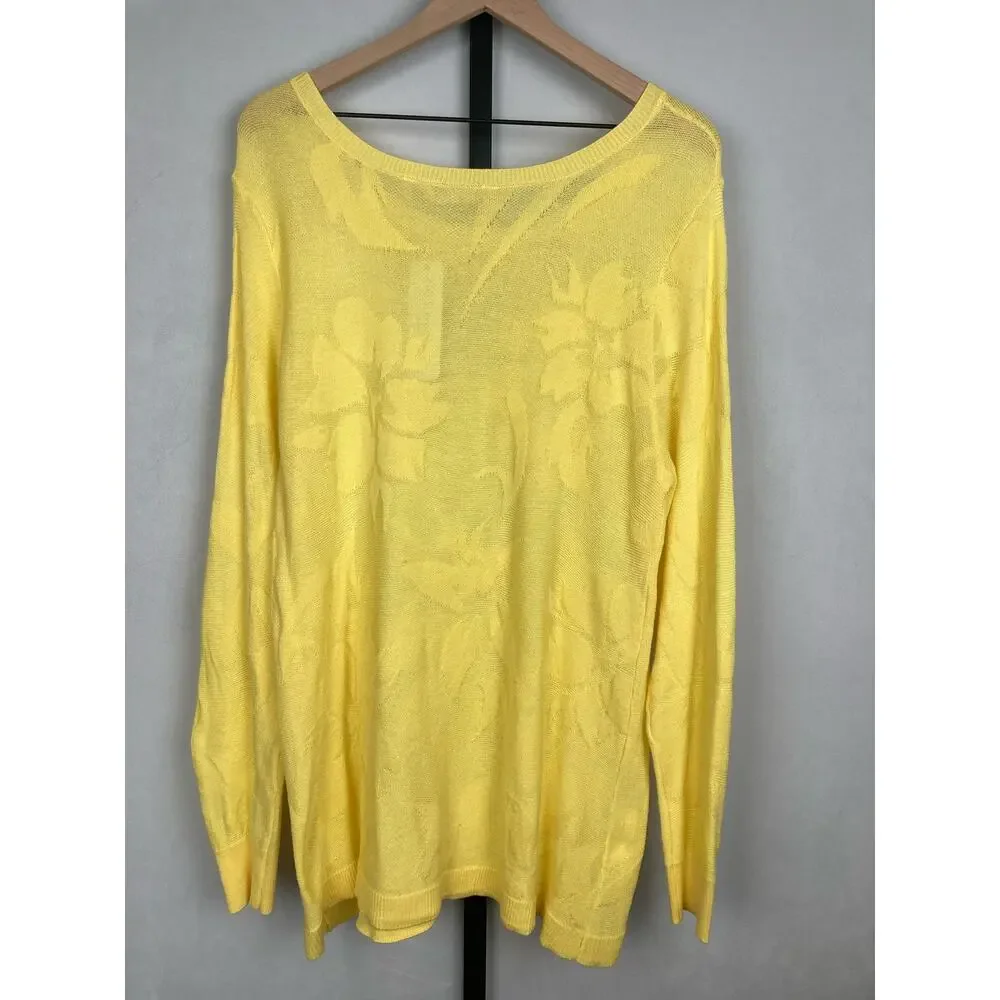 Soft Surroundings Floral Sweater Yellow Size 1X Open Knit Lightweight Soft NWT - Picture 6 of 10